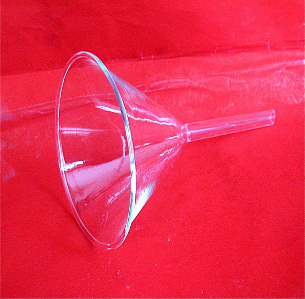 Embudo de vidrio de 90mm, cono de embudo triangular, instrumento químico de vidrio, suministros de laboratorio de escuela media