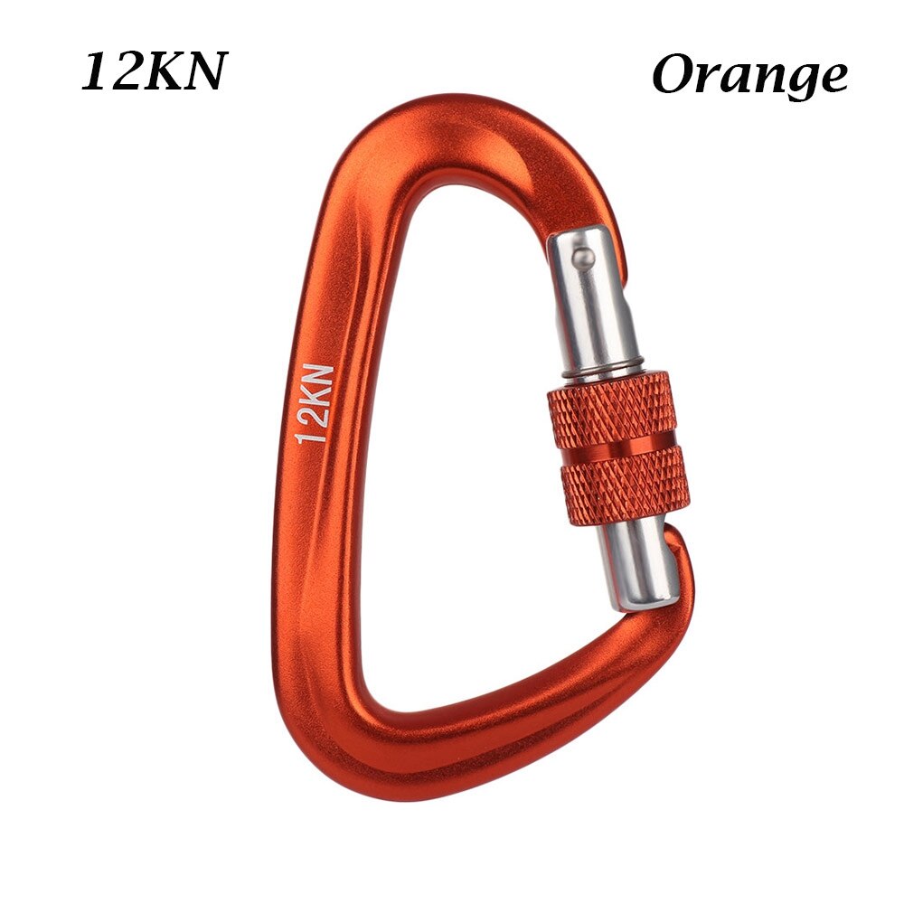 Mosquetón de , ganchos para llaves de escalada, forma de D, cerradura maestra de seguridad de aluminio, herramienta para escalar al aire libre, 12/25KN: Rojo