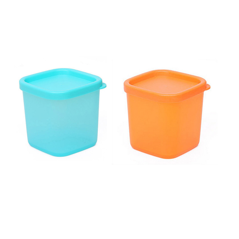 1 pc matkorn plastförvaringslåda med lock kök kylskåp frukt färsk förvaring behållare kylskåp mellanmål stapelbar låda: Orange och blått