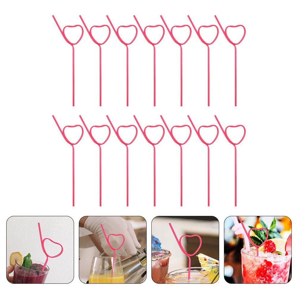 Pajitas creativas para bebidas, pajitas decorativas con forma de corazón, para arte de , 25 piezas: Rosy