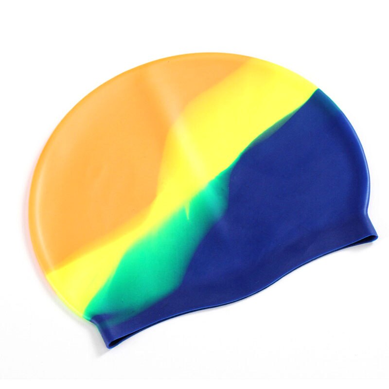 19-22.5CM Gradient Adult Silicone Swim Caps Ear Protect Rubber Swimming Waterproof Hat Swim Cover Radius Swim Accessories: Yellow