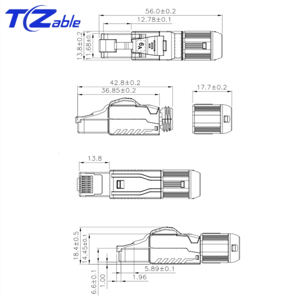 Ethernet Cat6A Cat7 Cat8 connettore RJ45 10G 600MHz spina di rete adattatore RJ45 schermato 8p8c connettore cavi per Computer