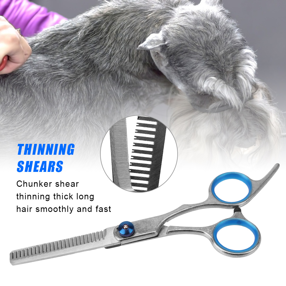 Kit de tijeras de peluquería para perros y gatos, tijeras de corte recto con dientes, hueso de pescado, 6"