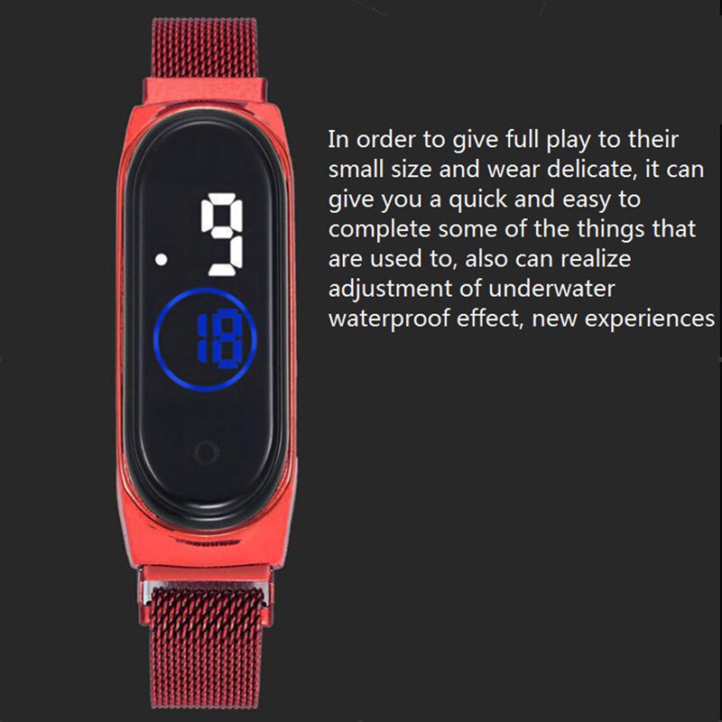 Frauen Uhren Digitale Armbanduhren LED Magnetit Wasserdichte berühren Reis berühren Kontrolle
