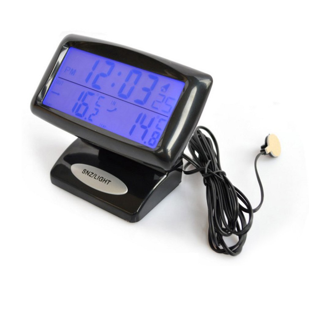Compact Size Grote Lcd Display Auto Thermometer Hoge Nauwkeurigheid Wekker Voertuig Auto Thermometer Met Achtergrondverlichting