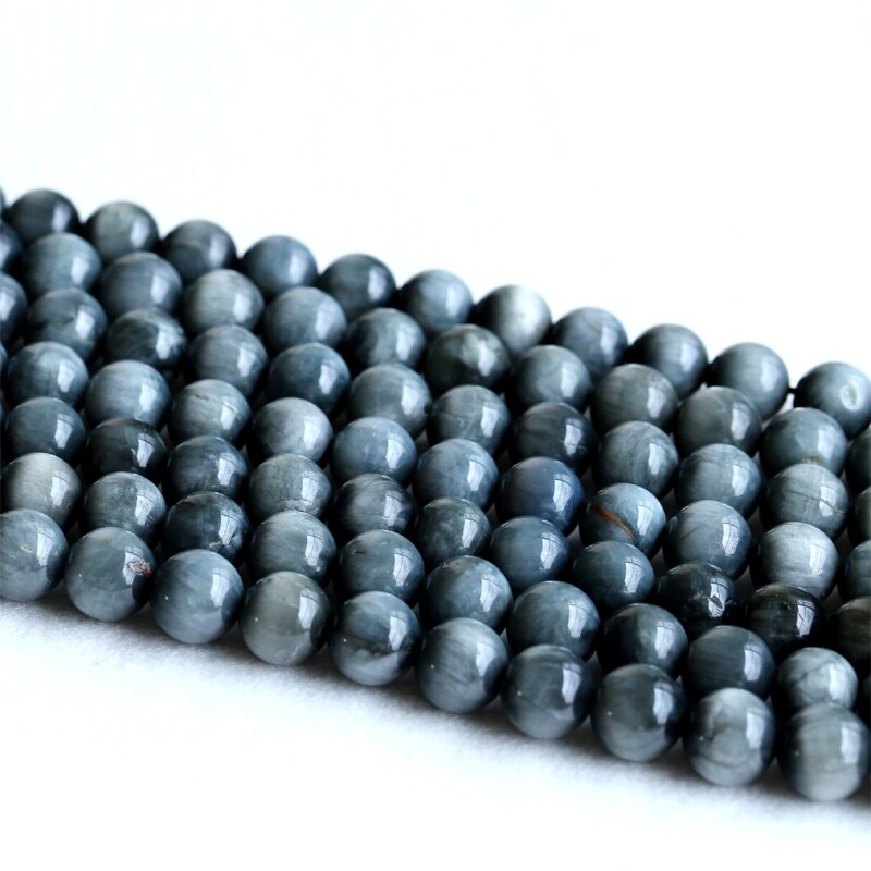 Natural Genuine Gray Falcon's Eye Eagle Eye Stone Semi-precious stones Round Loose Beads 12mm 15" 05206