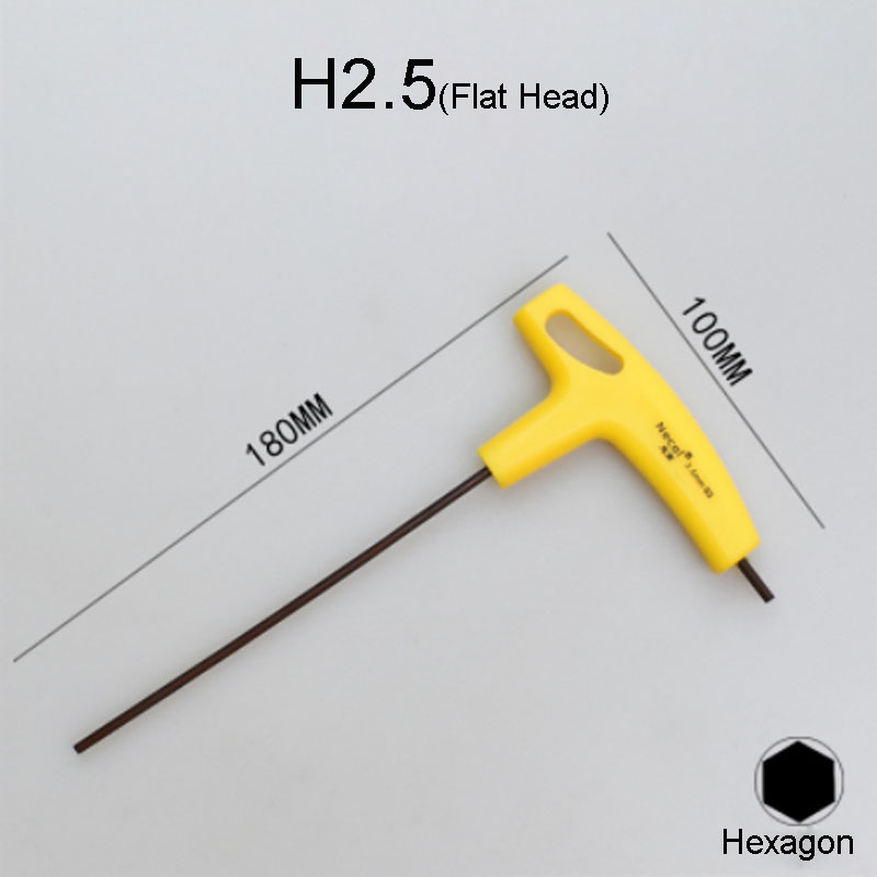 1PCS T-Handle Hex Key Wrench 400mm Flat/Ball head Hex Socket Screwdriver Universal Double-end Wrench Allen Screws Tools: H2.5-1PCS