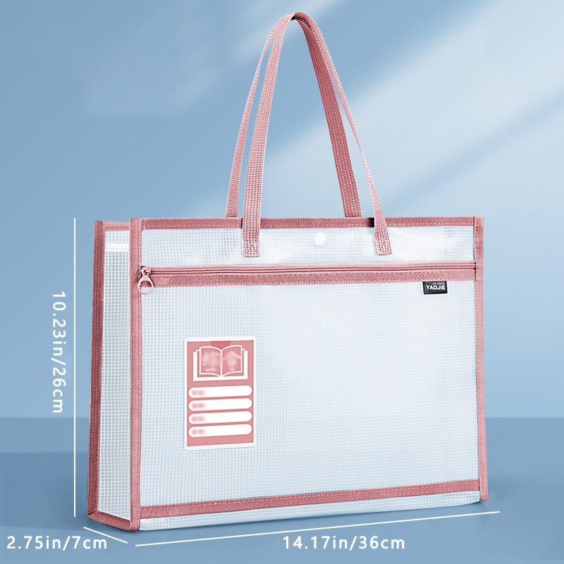 Carpeta de mano impermeable transparente portátil de gran capacidad, bolsillo para archivos autoadhesivo, suministros de oficina