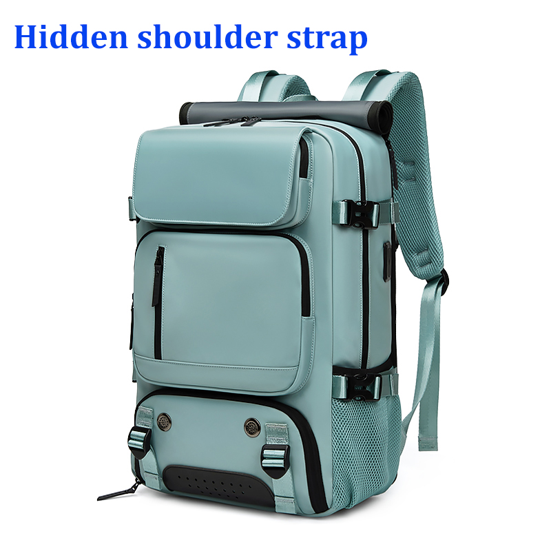 Woman travel backpack,waterproof 16 inch Business Laptop Backpack with Shoe Bag Hidden USB charging port Hiking camping backpack: green