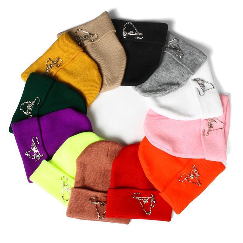Women's Beanie Hats with Butterfly Chain Accessories for Winter Hip-Hop Knitted Hats Cap Streetwear Warm Hat Girls