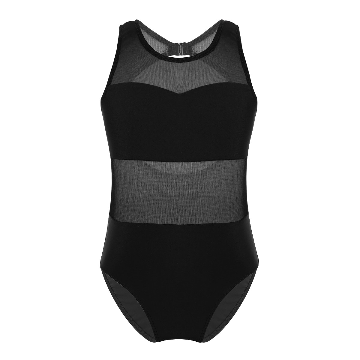 Børn piger krop ballet trikot ballerina fest ærmeløs mesh splejseudskæring ryg pige ballet dans gymnastik trikot jumpsuit: Sort / 8