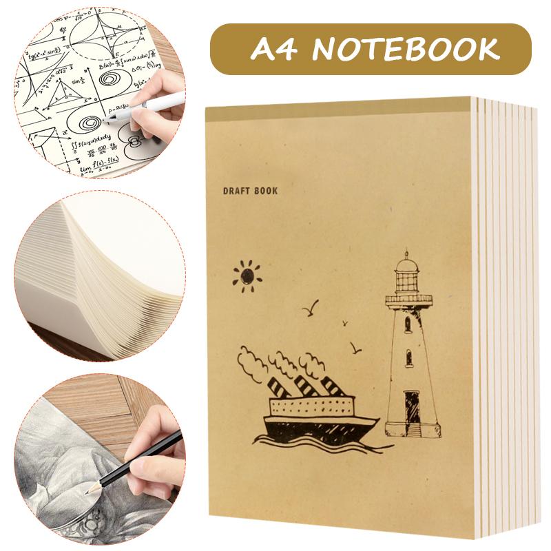 A4 Notebook Blank Inner Page Graffiti Draft Sketchbook Thickened Beige Paper For Sketching Note Painting 40 Pages