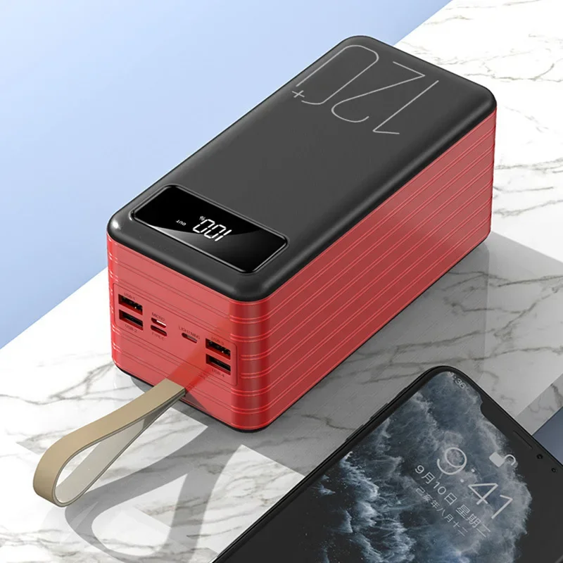 66W 120000mAh Large Capacity Portable Charger Ultra-Fast Charging External Battery Power Bank for iPhone Huawei Power Bank: Red