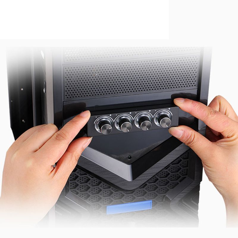 3.5inch PC HDD 4 Channel Speed Fan Controller with Blue/Red LED Controller Front Panel For Computer Fans