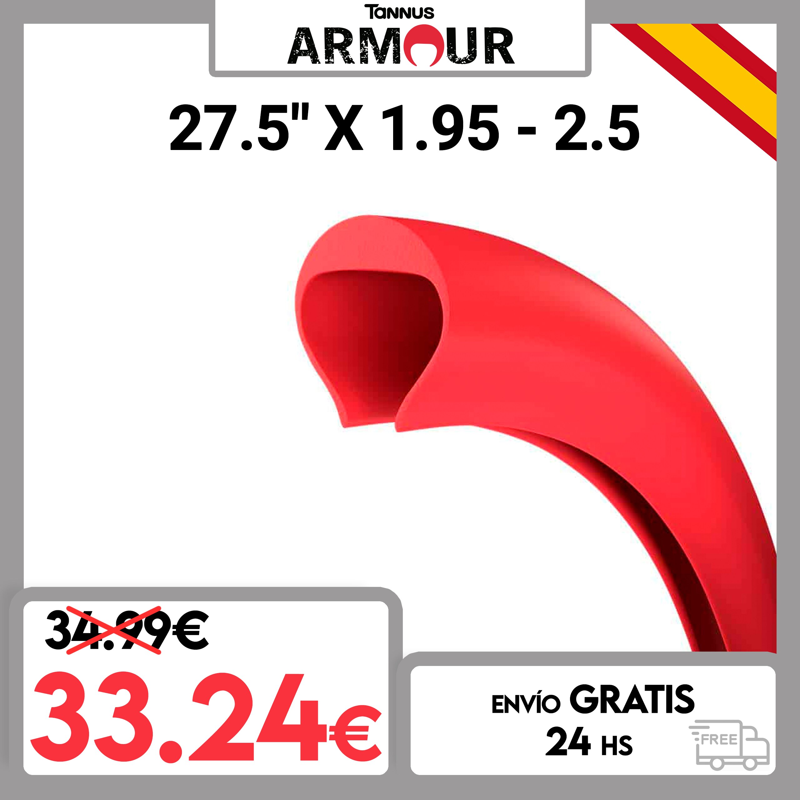 Tannus Armour 27,5&quot; x 1,95 - 2,5 Semi-Mousse Antipinchazos Inserto Espuma Cámara de Aire Protección Completa Bicicleta 1 unidad