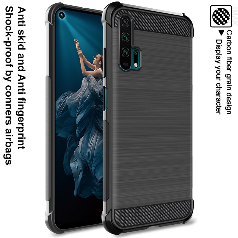 Airbag shockproof Case voor Huawei Nova 5t Honor 20 Honor 20 Pro Imak Lederen patroon Silicone soft TPU Back cover Silicon Gevallen