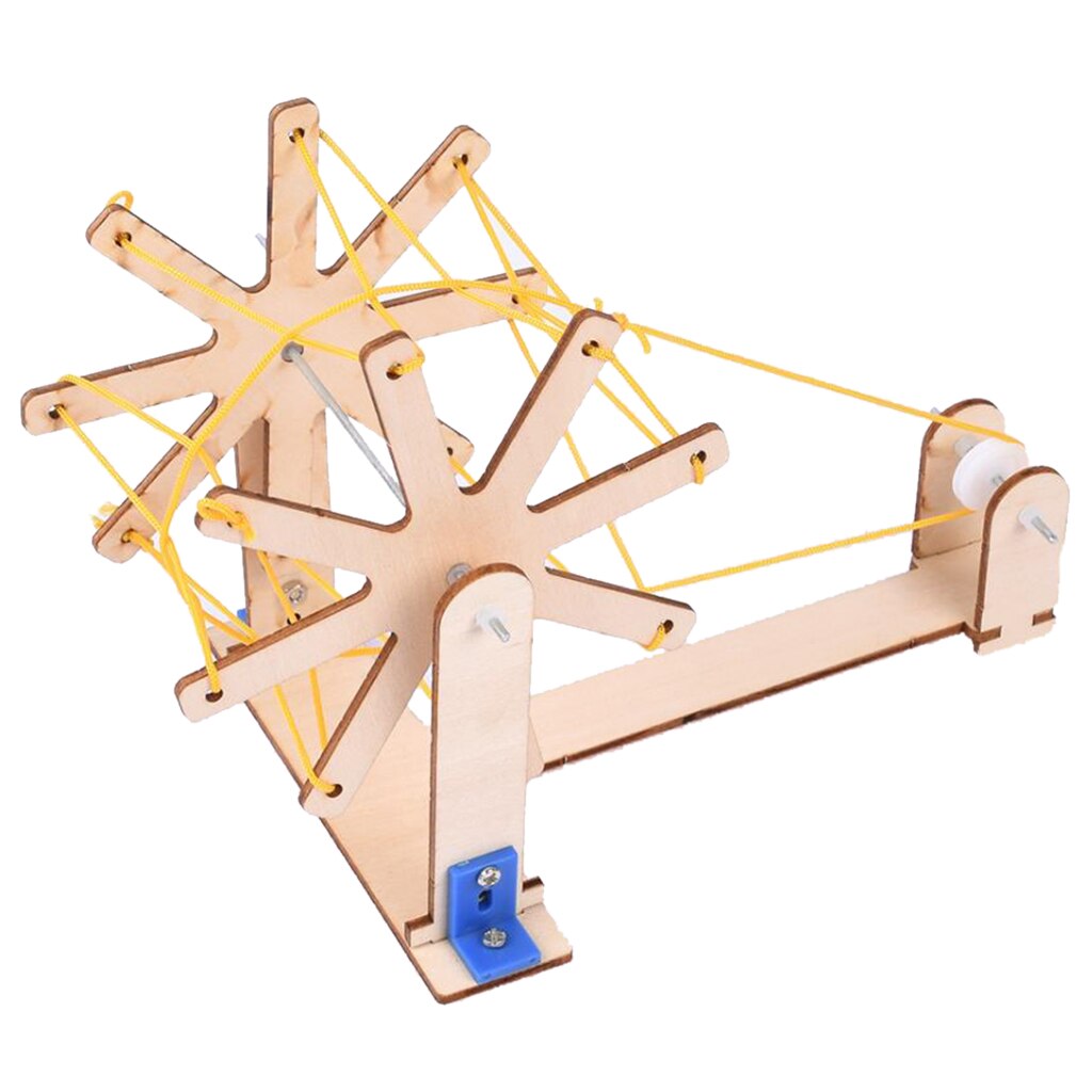 Wooden DIY Coloring Hand-Cranked Spinning Wheel Model Spinning Wheel Toys