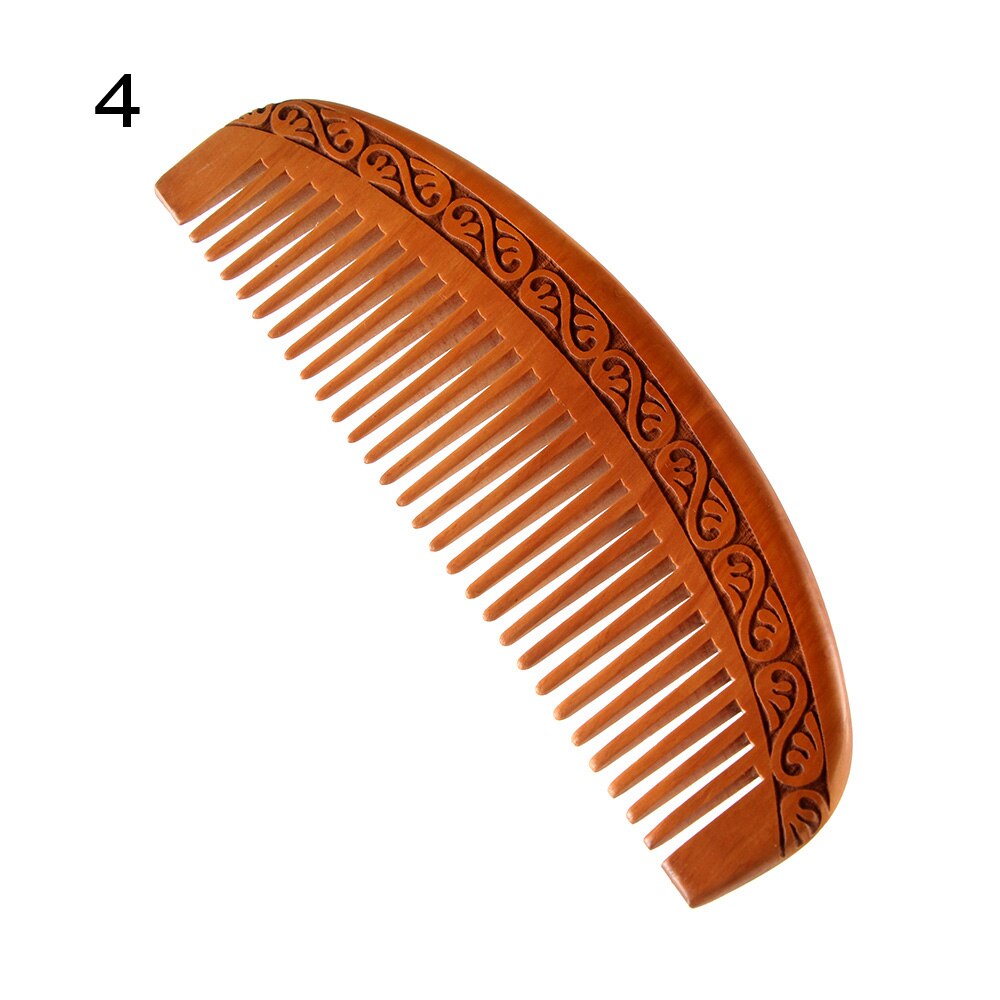 1 pc naturligt persikoträ handgjord fin tandkam antistatisk huvudmassage skägg klassisk kam hårstyling hårvårdsverktyg: 4