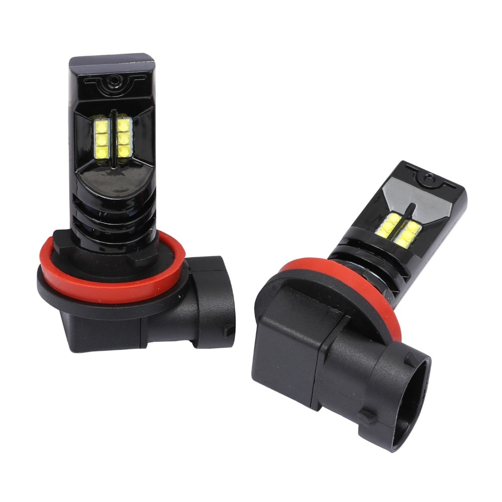 Aslent 2 stk tågelygte led pærer  h11 h8 h9 h7 h4 hb3 hb4 9005 9006 autolygter tilbehør bil kørsel drl lampe 6500k hvid 12v