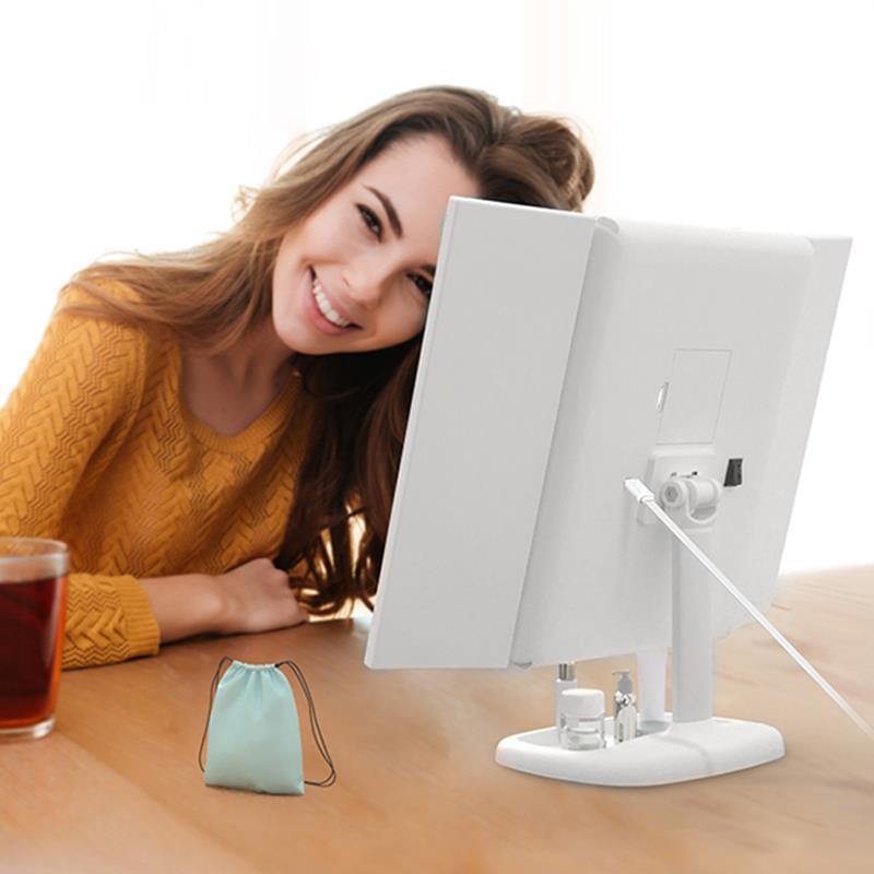 Opvouwbare spiegels, tafelspiegels, make-upspiegels, cosmetica, woondecoratie, interieur, lichtgevend, 22 leds, usb, beauty, badkamer, led