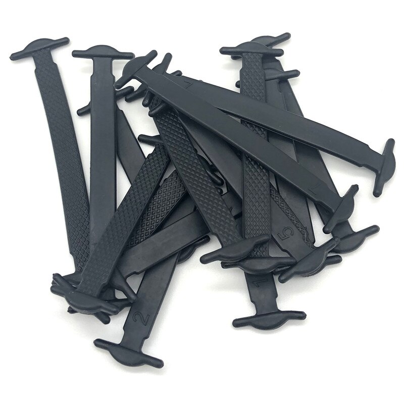Cordones elásticos de silicona para zapatos, accesorios creativos para perezosos, de goma, 16 unids/lote: Negro