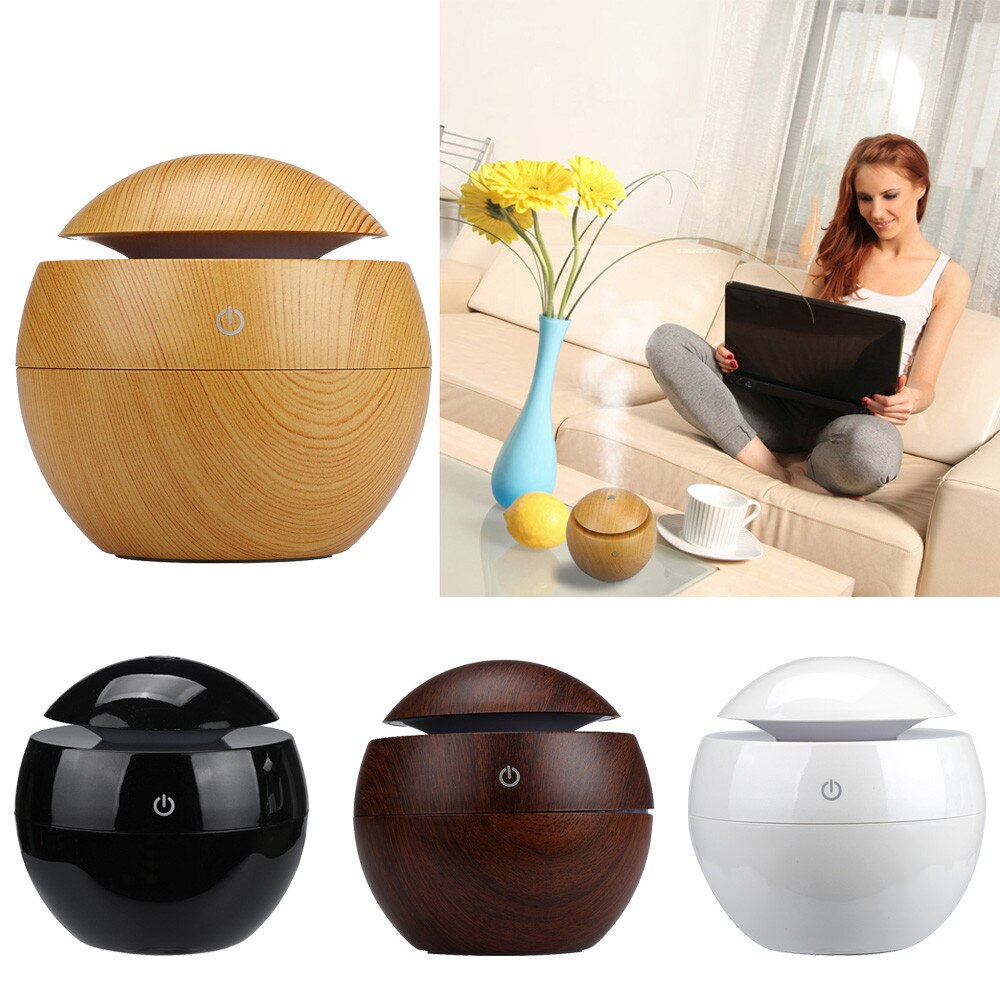 4 # Holzmaserung Aroma Diffusor Luft Luftbefeuchter LED Aroma Ultraschall Luftbefeuchter Usb Ätherisches Öl Diffusor Luft Reiniger Für Heim