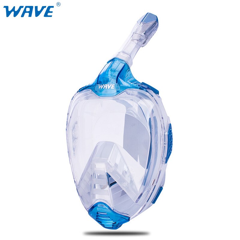 Máscara de esnórquel para adultos, mascarilla de buceo antiniebla, de cara completa, para natación, vista panorámica,: Transparent blue / L / XL