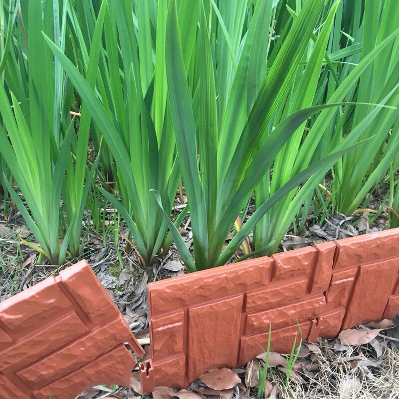6 Pc Brick Garden Edge Stone Brick Effect Lawn Fence Plant Border, Plastic Flower Bed Grass Edge Landscape Edge