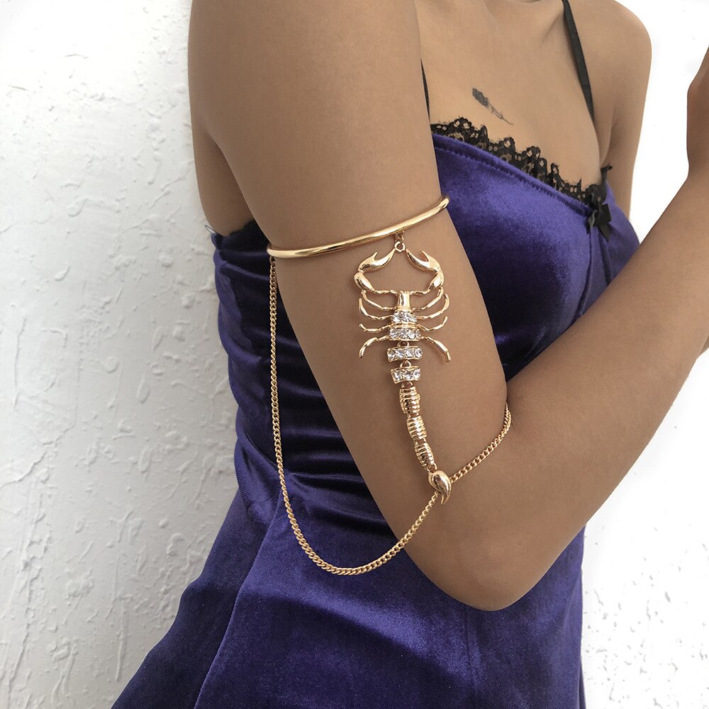 Gotischer skorpion-armring, Gold/silber, damen, übertriebene diamanten, retro, geometrisches Entwurf, handschmuck für frauen, Party
