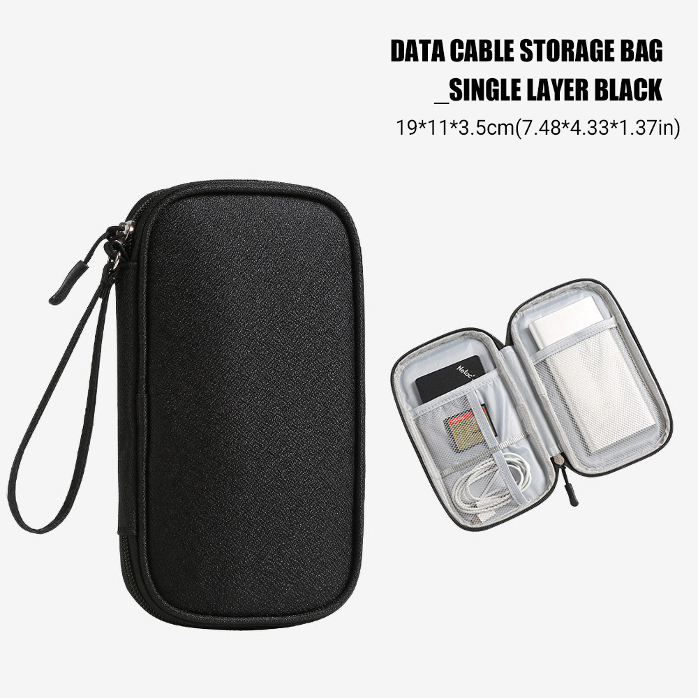Sac de rangement de voyage pour cordon de câble, sac de rangement de câble de données de chargeur USB, étui de transport Portable étanche, sac de rangement multicouche: Bleu