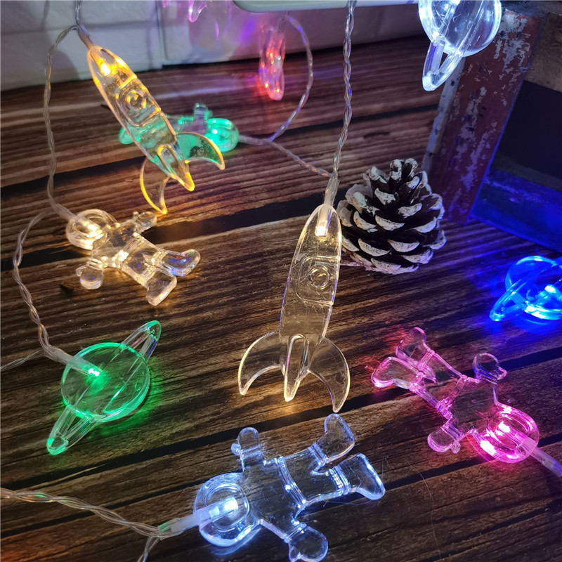 Batterie Energie LED Raumfahrer Astronaut Rakete Licht Schnur Fee Girlande Beleuchtung Schnur Hochzeit Weihnachten Zimmer Dekoration: multi / 2m 10leds Batterie