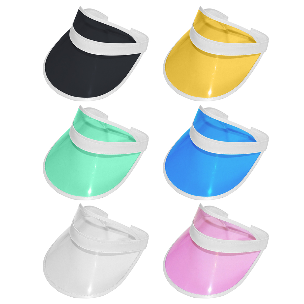 Summer women men sun hat candy color transparent blank top plastic pvc anti-uv parasol sunscreen hat cycling sports visor caps