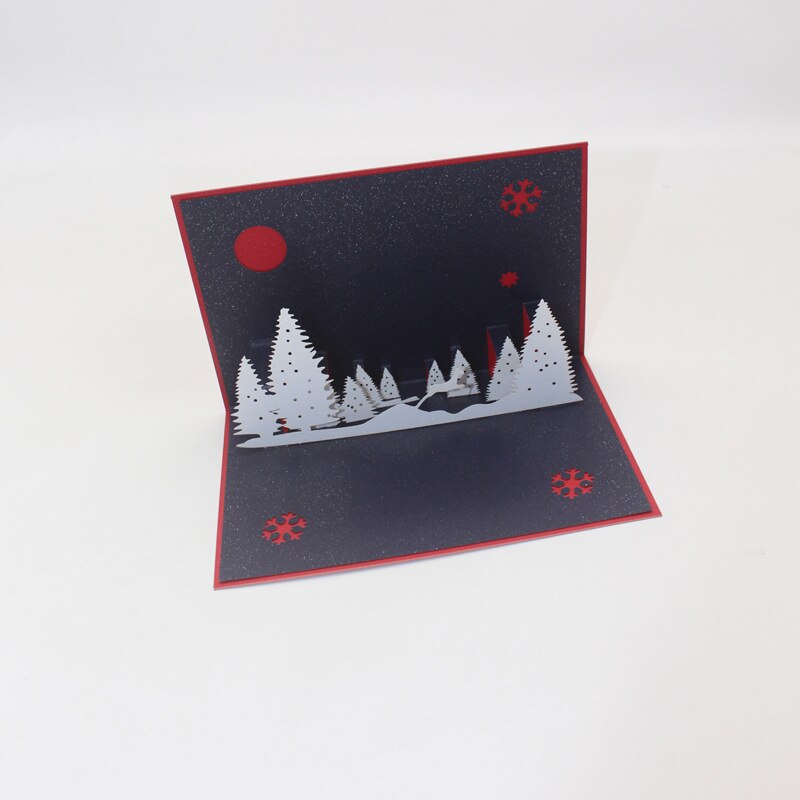 3D Handmade Night In The Forest Christmas Eve Paper Invitation Greeting Cards PostCard Merry Christmas Children Year