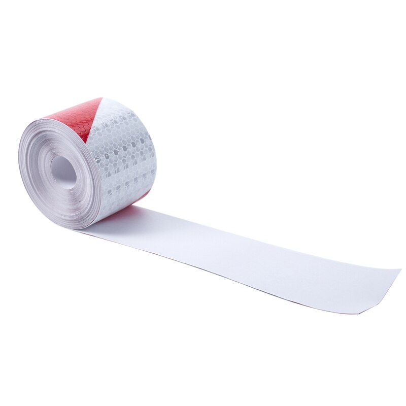 10M X 5Cm Veiligheid Waarschuwing Tape Reflecterende Tape Zelfklevende Tape Reflecterende Strip Verkeer Reflecterende Stickers Kleur: rood + Wit: Default Title