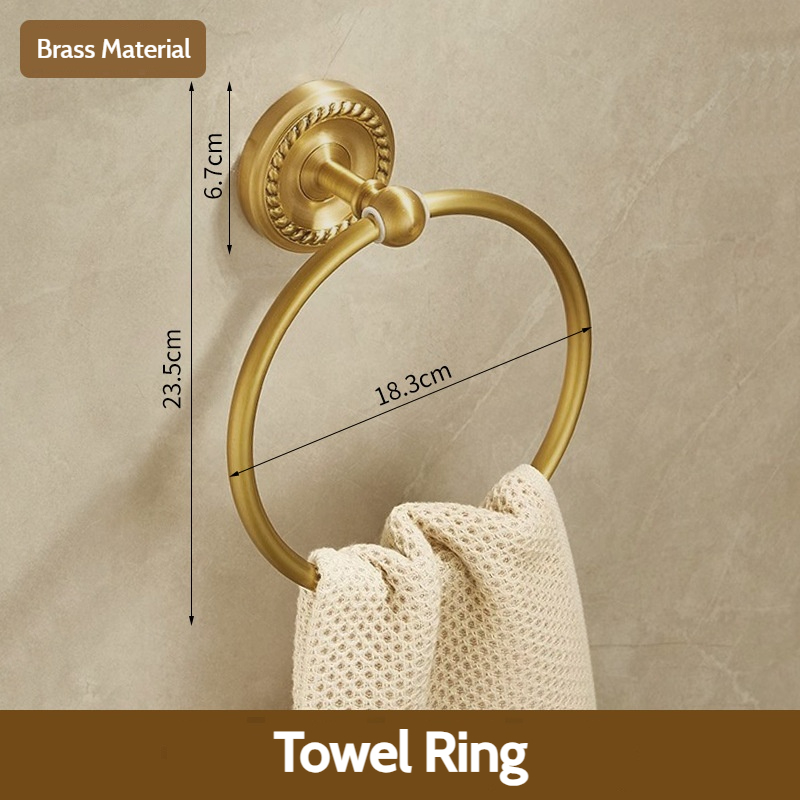 Antieke badkameraccessoiresets van geborsteld messing: handdoekrek, toiletpapierhouder, zeephouder, handdoekrek, badkamerbeslagsets: Paars