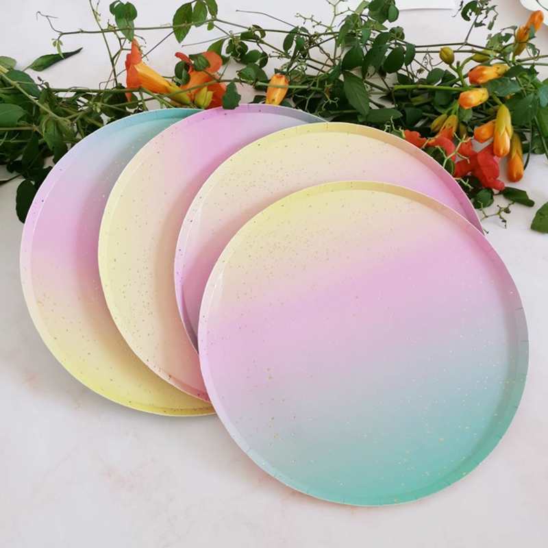 Disposable tableware disposable paper plate round tableware 9in round plate disposable paper plate for barbecue afternoon tea