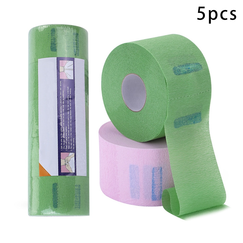 Hals Papier Strips Nekband Kappers Tissue Wegwerp Groene Elastische Wrap Voor Salon Kapper Benodigdheden 5 Rolls