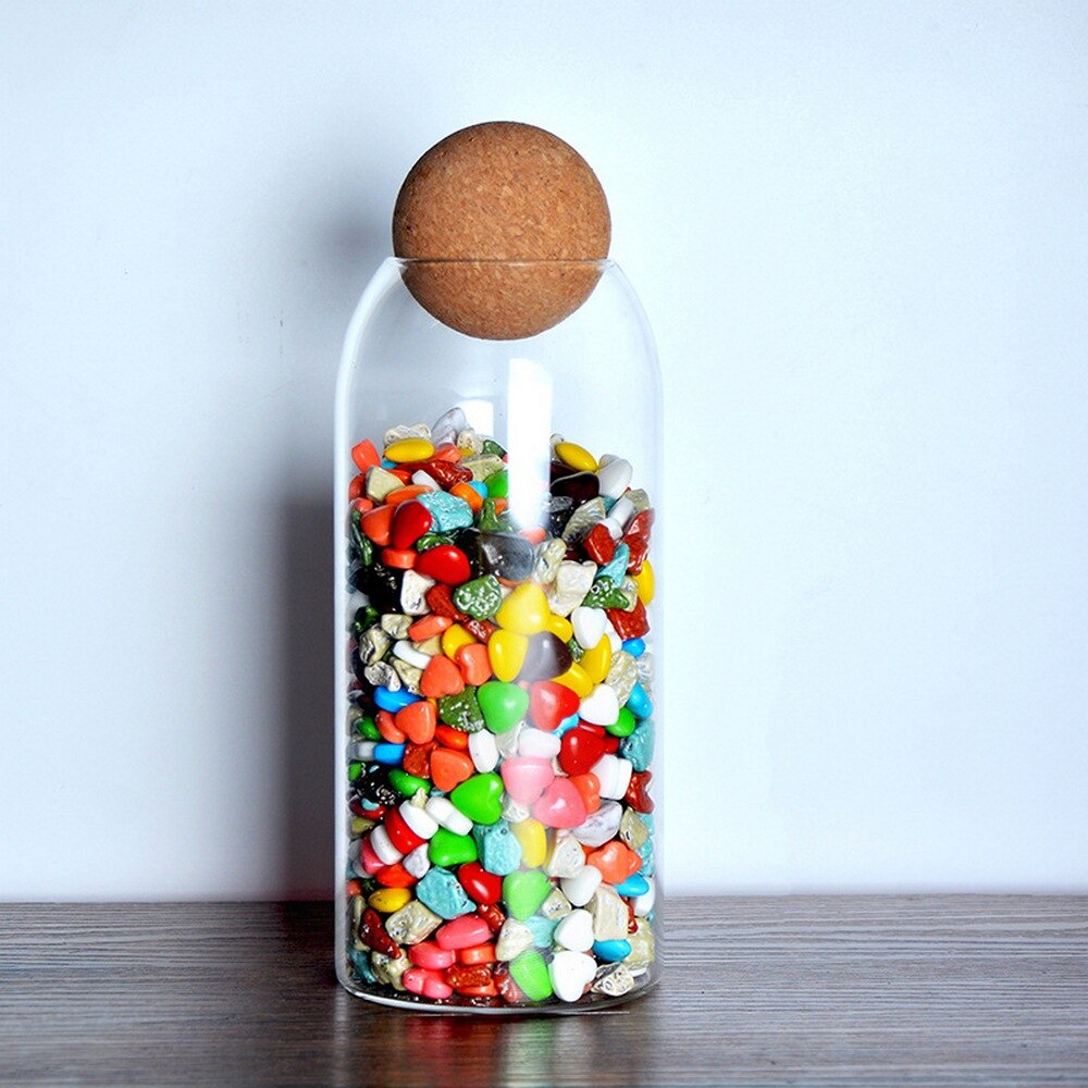 Glass Storage Jar Tea Canister Airtight Cork Glass Jar For Storing Coffee Cereals Biscuits Air-tight Jar 10cm/15cm/20cm/25cm