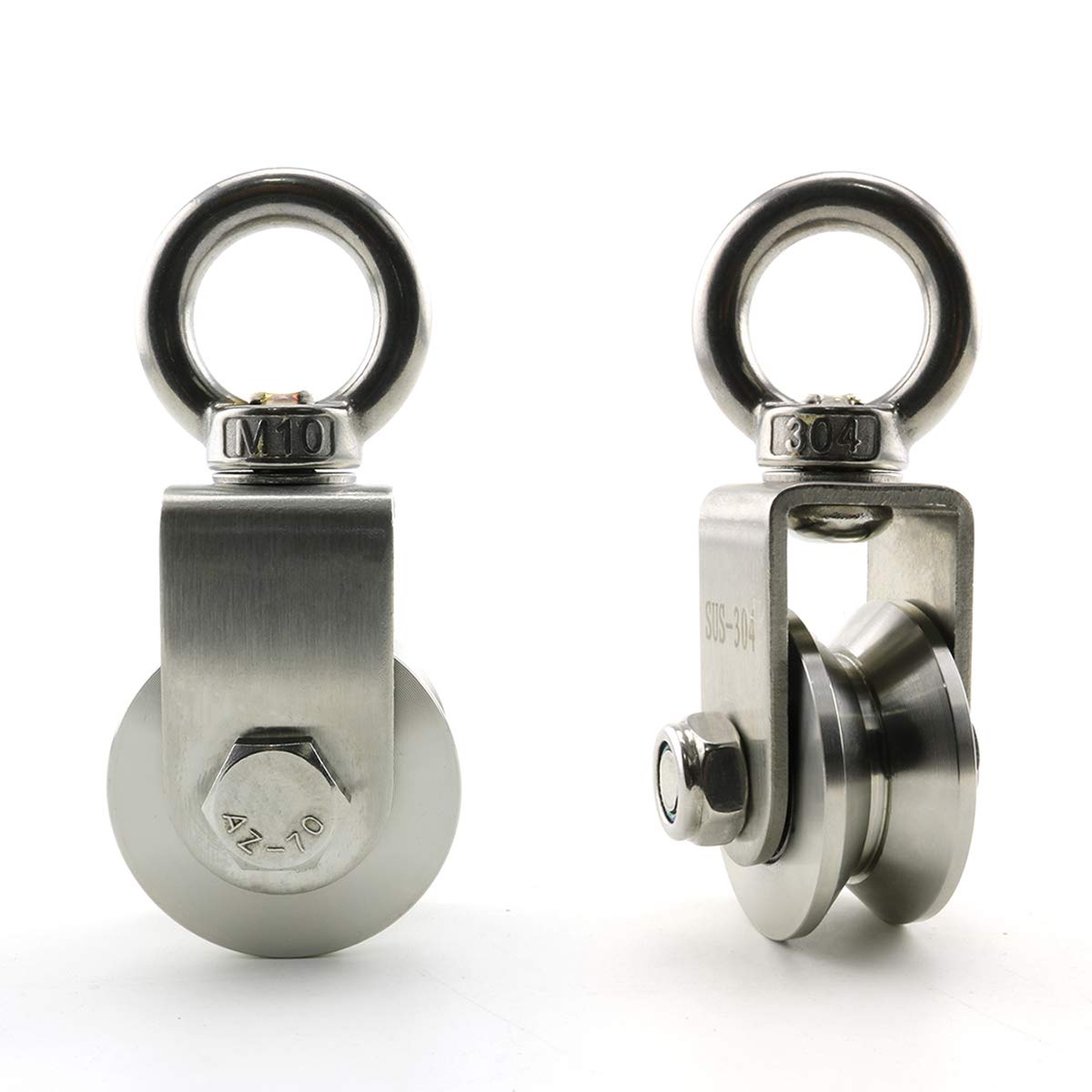 Poleas giratorias tipo U, rodamiento dúplex de acero inoxidable 304, supersilencioso, desmontable, rotación de 360 grados, rueda de tracción resistente