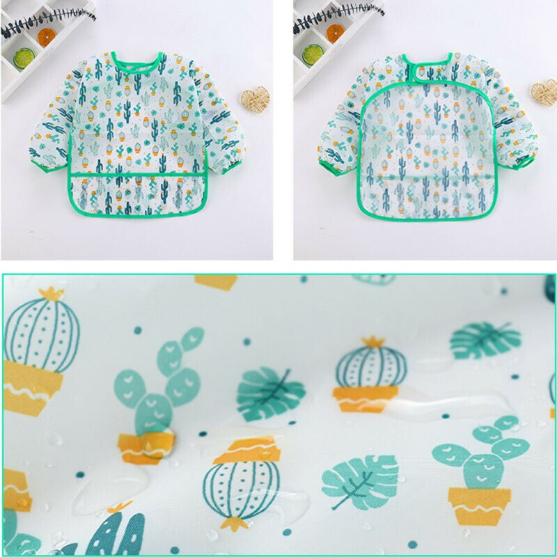 Pudcoco Newest Baby Kids Toddler Long Sleeve Waterproof Art Smock Feeding Bib Apron Pocket