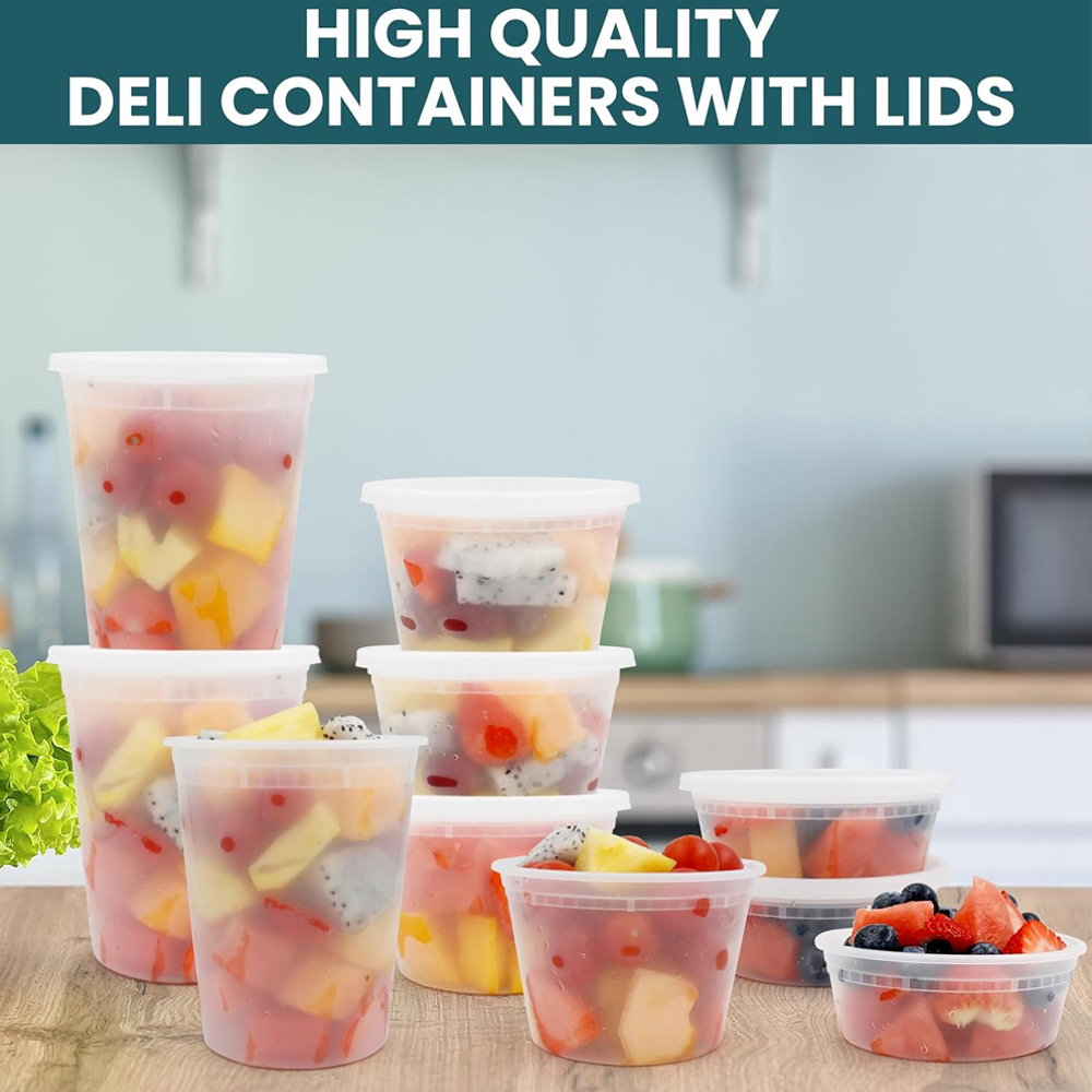 Deli Containers with Lids Food Storage Containers with Lids Freezer Safe, Soup Containers for Restaurant BPA Free Microwave Safe