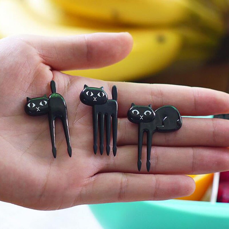 6 Stks/set Kat Fruit Vorken Kinderen Snack Dessert Taart Vork Bento Voedsel Picks Accessoires FHJ889