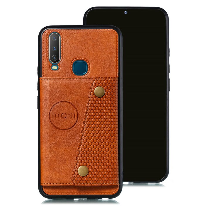 Honor 9C Honor 9 C Flip Case Leather Card Slot Back Shell for Huawei Honor 9C Case 360 Protection TPU Bumper Hono C9 Shockproof: Light Brown