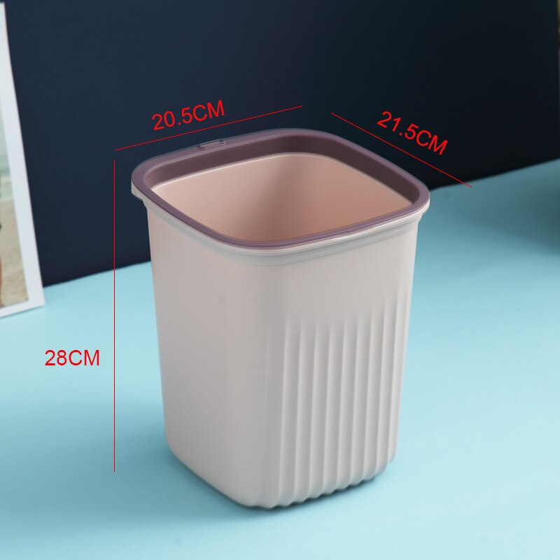 S/M/L Simple Kitchen Trash Can Household Bathroom Square Ggarbage Can Without Lid Bathroom Toilet Plastic Waste Bin: Pink M