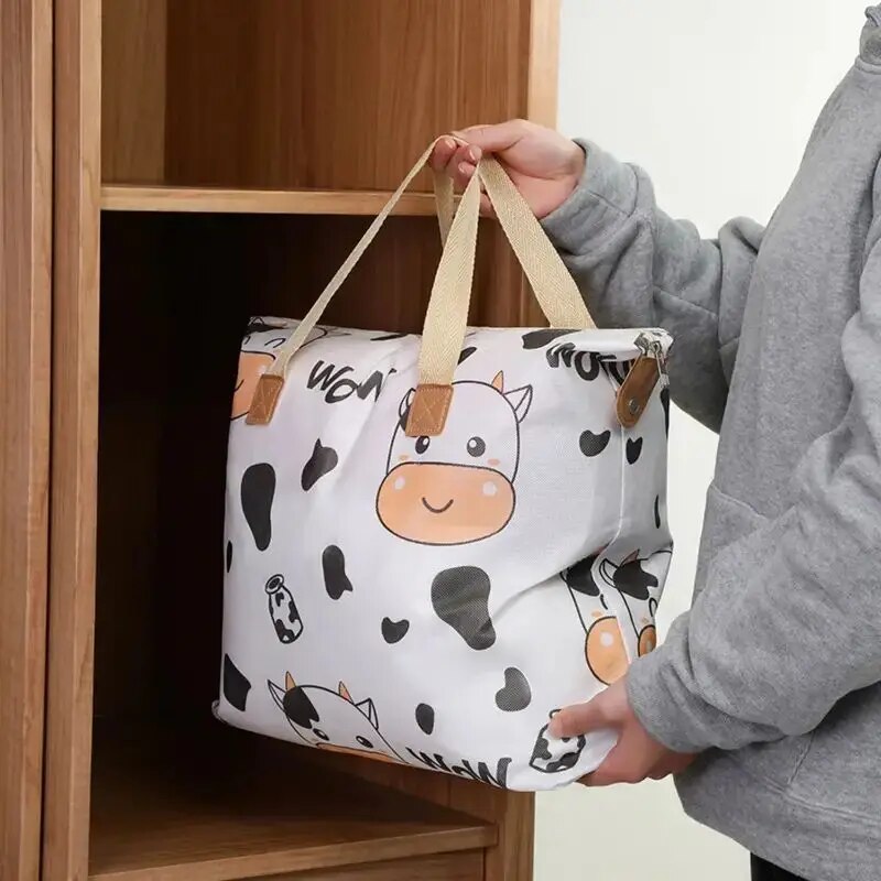 1 stuk print rits quilt opbergtas rits grote capaciteit verpakking tas dubbele handvat vochtbestendige kleding quilt opbergtas