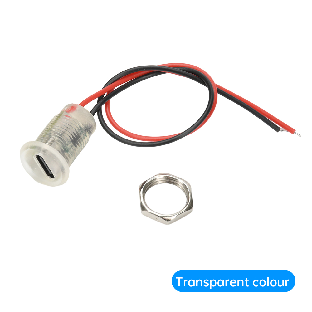 2Pin Draad LED-licht USB Type-c Waterdichte Connector Directe Vrouwelijke Basis Vrouwelijke Socket Oplaadinterface Voeding: Lavendel