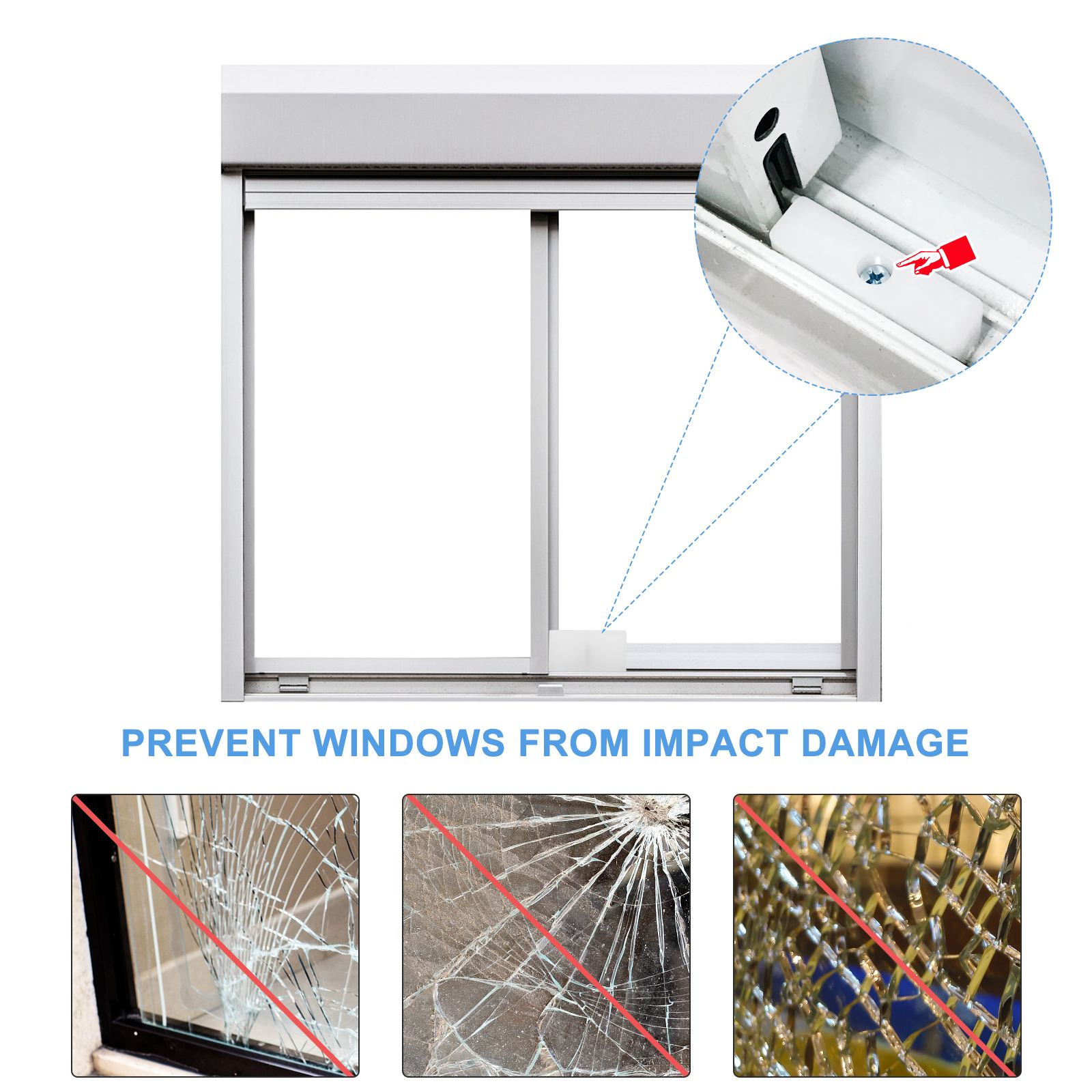 4pcs Window Plastic Anti-collision Buffer Block Protection Window Lock