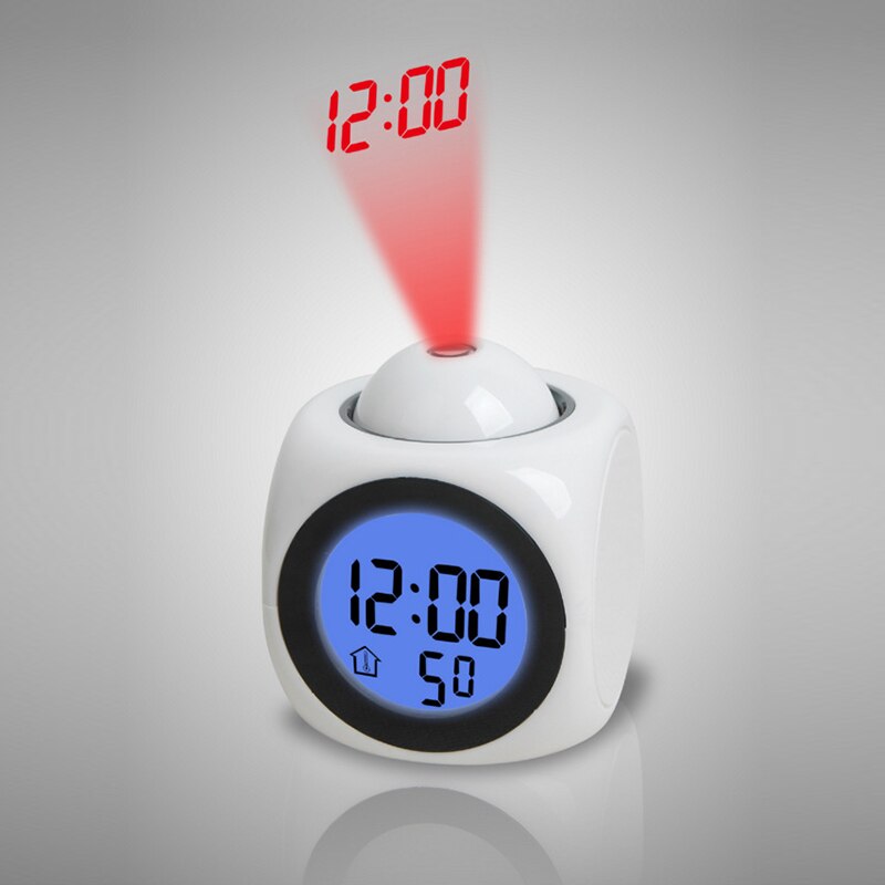 portato Sveglia Della Proiezione posticipare Bambini Sveglia Proiettore Digitale Orologio Sveglia Luce con Rapporto in tempo Funzione di Retroilluminazione: bianca