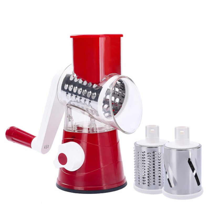 3 In1 manuel légume Cutter trancheuse multifonctionnel rond Mandoline trancheuse pomme de terre fromage râpe astucieux maison cuisine Gadgets: Rouge