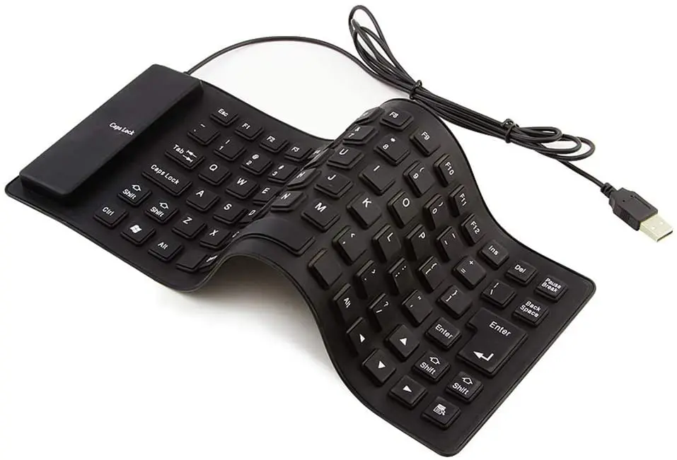 Foldable Silicone Keyboard, USB Wired 85 Keys Waterproof Rollup Silent Typing Soft Touch Keyboard for PC Notebook Laptop: black